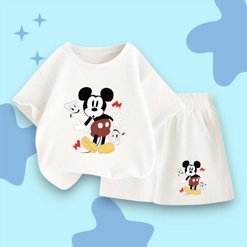 sét bô quần áo côc tay in hình MICKEY cho các bé gái 10-53 kg