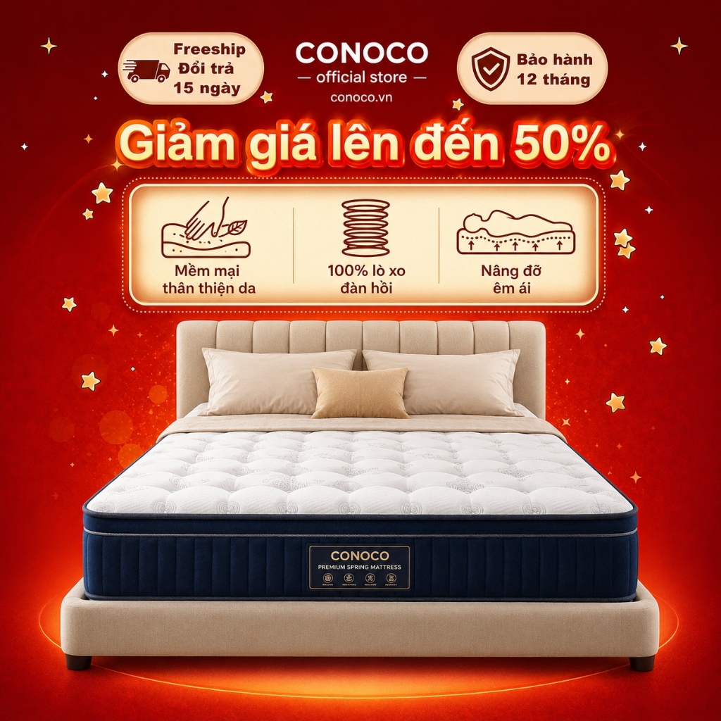 Nệm Cao Su Tự Nhiên Dạng Cuộn CONOCO Êm Ái Thoáng Khí Hỗ Trợ Lưng, Đầy Đủ Kích Thước