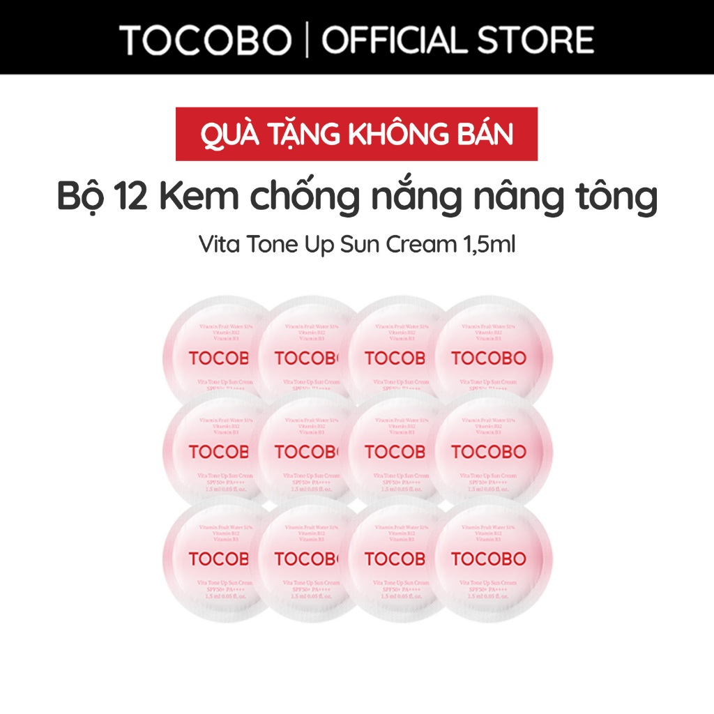 (Quà tặng không bán) Kem chống nắng nâng tone Tocobo Vita Tone Up SPF50+ PA++++ 1.5ml x12EA