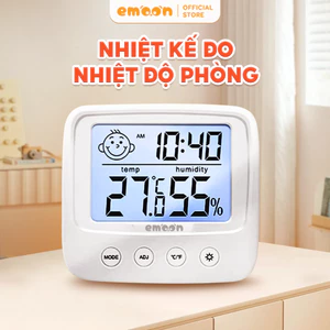 Nhiệt kế phòng, nhiệt ẩm kế điện tử Emoon đo nhiệt độ, độ ẩm phòng ngủ có đèn led