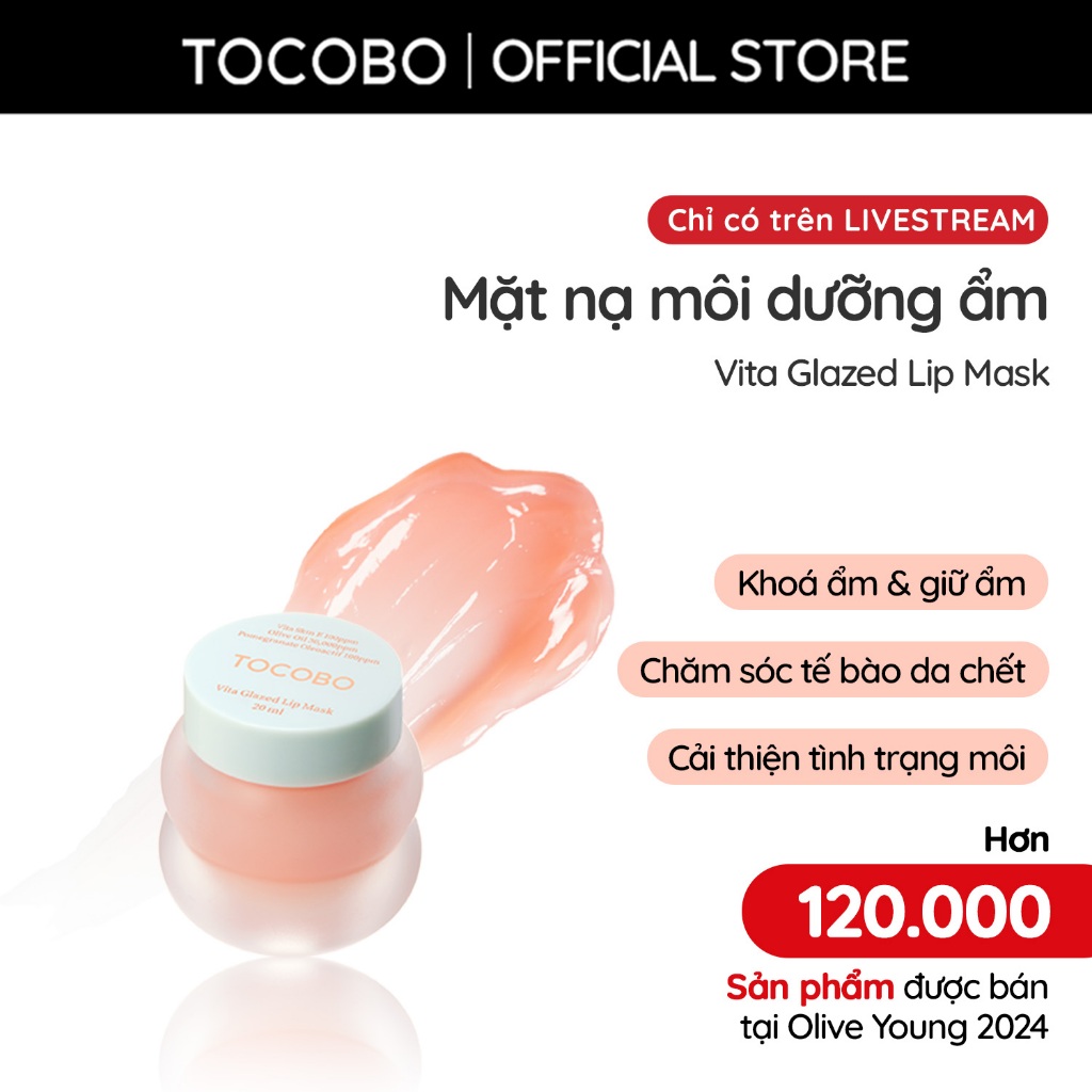 [KOL] Mặt nạ môi dưỡng ẩm làm mềm môi Tocobo Vita Glazed Lip Mask 20ml