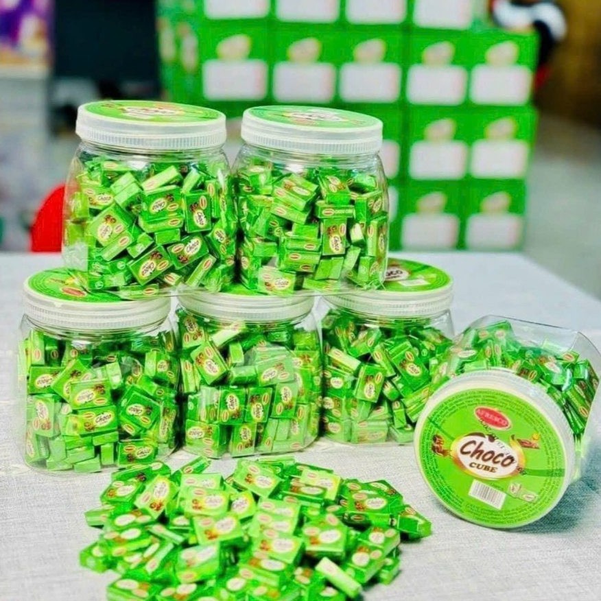 [1 HỘP 120 CÁI] Kẹo Socola Choco Cube Hũ Lớn, Viên Socola Thơm Ngon Béo Ngậy, Đồ Ăn Vặt Năng Lượng