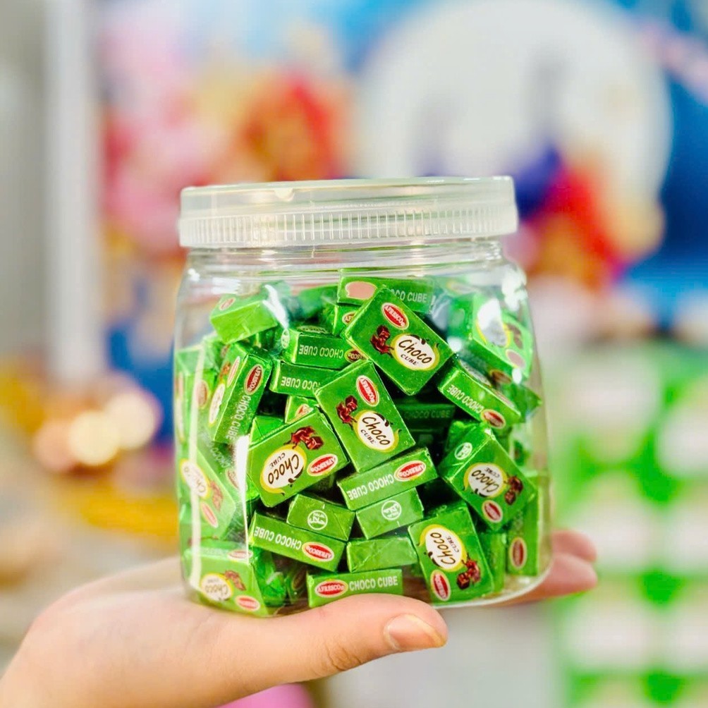 [1 HỘP 120 CÁI] Kẹo Socola Choco Cube Hũ Lớn, Viên Socola Thơm Ngon Béo Ngậy, Đồ Ăn Vặt Năng Lượng
