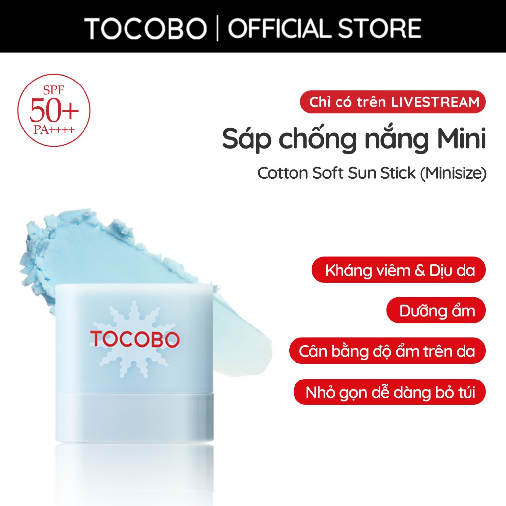 [KOL] Minisize Sáp chống nắng cấp ẩm dịu da Tocobo Cotton Soft Sun Stick SPF50 PA++++ 11g