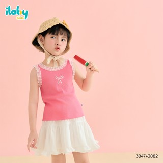 Mix set bộ bé gái ILABY HCM áo tank top thêu nơ phối viền bèo và chân váy xòe [3847+3882]