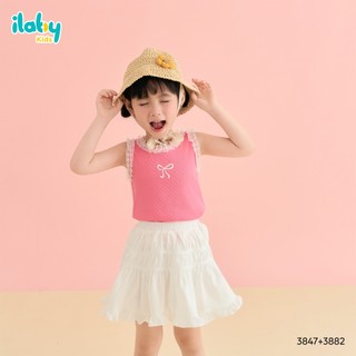 Mix set bộ bé gái ILABY HCM áo tank top thêu nơ phối viền bèo và chân váy xòe [3847+3882]