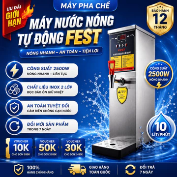 Máy đun nước nóng tự động Fest RC-10, cây đun nước nóng BASHITE, bình nấu nước nóng tự động FEST Bảo Hành 12 THÁNG
