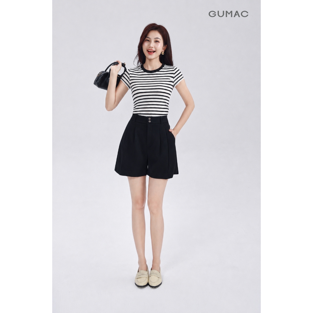 Áo Thun Nữ GUMAC Form Slim Cổ Tròn Tay Ngắn Phù Hợp Mặc Hằng Ngày Thanh Lịch Và Hiện Đại LATG05050