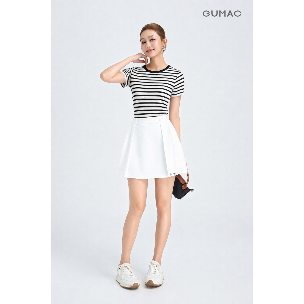 Áo Thun Nữ GUMAC Form Slim Cổ Tròn Tay Ngắn Phù Hợp Mặc Hằng Ngày Thanh Lịch Và Hiện Đại LATG05050