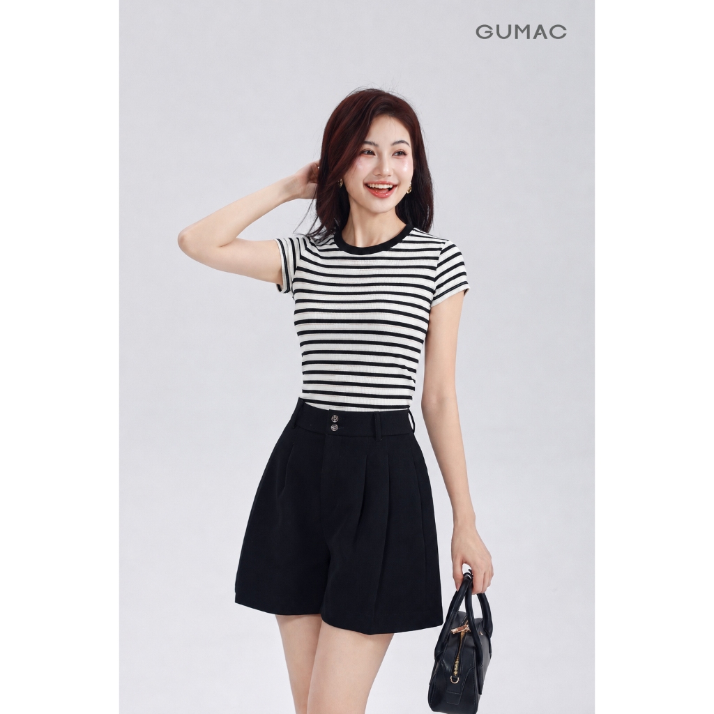 Áo Thun Nữ GUMAC Form Slim Cổ Tròn Tay Ngắn Phù Hợp Mặc Hằng Ngày Thanh Lịch Và Hiện Đại LATG05050