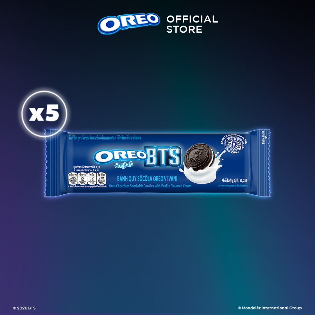 OREO BTS Bánh Quy Sôcôla Vị Vani 61,25g (Combo 5) | Shopee Việt Nam