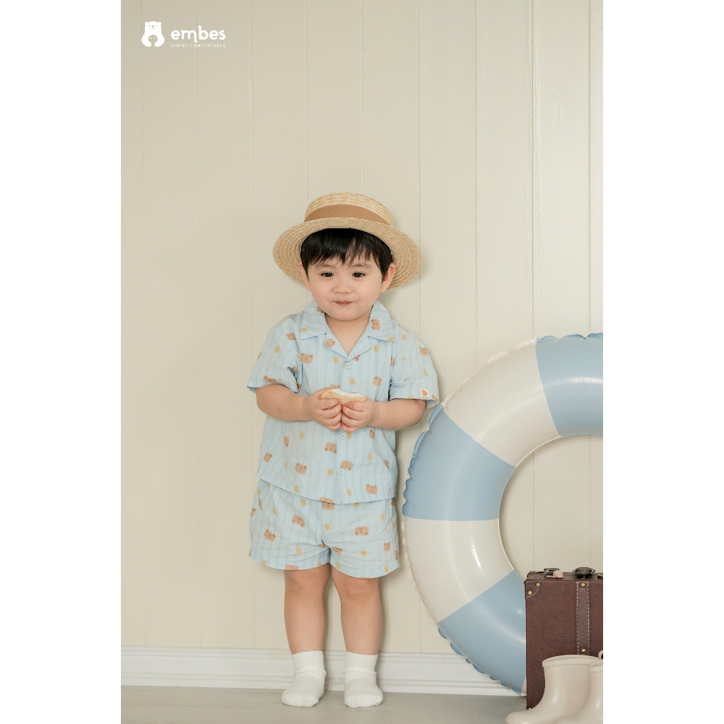 Bộ Cộc Cho Bé Embes, Combo 2 Bộ Cộc Tay Summer  Thể Thao Chất Cotton Mềm Mại Cho Bé Trai Từ 8-18kg