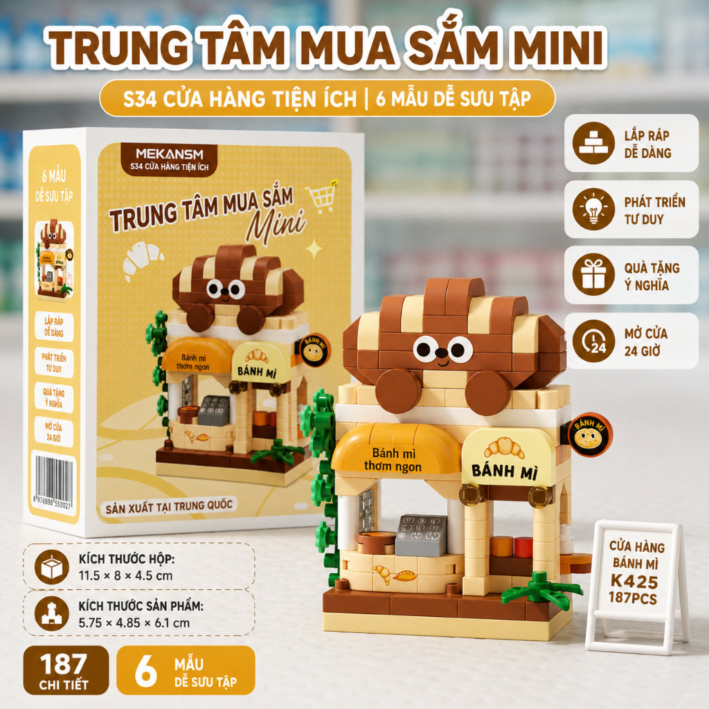 Bộ Ghép Hình Mini Cửa Hàng Thu Nhỏ, Mô Hình Tiệm Mini Để Bàn Nhiều Mẫu Nhựa ABS