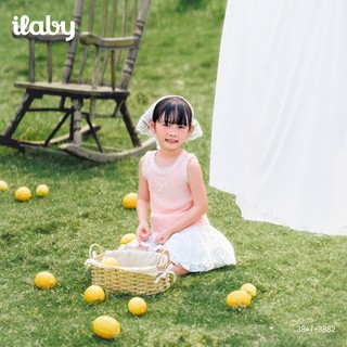 Mix set bộ bé gái ILABY HCM áo tank top thêu nơ phối viền bèo và chân váy xòe [3847+3882]