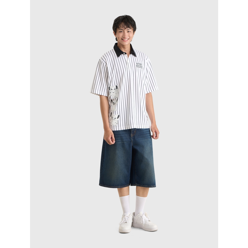 Quần short jeans unisex người lớn CANIFA ống rộng lửng chất liệu cotton dáng bermuda 5BS26S001