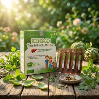 Siro Mát Gan Richergen Thanh Nhiệt, Giải Độc Gan, Đánh Bay Mẩn Ngứa Mề Đay hộp 20 ống date 2029