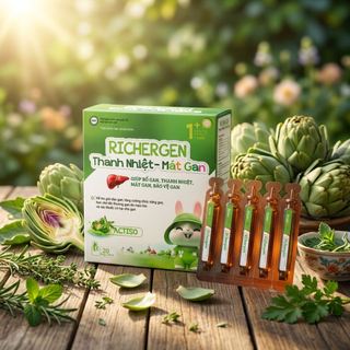 Siro Mát Gan Richergen Thanh Nhiệt, Giải Độc Gan, Đánh Bay Mẩn Ngứa Mề Đay hộp 20 ống date 2029