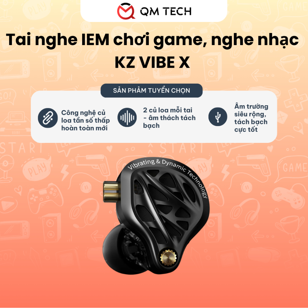Tai nghe IEM KZ Vibe X Bass Rung Vật Lý Siêu Trầm, Gaming FPS, Nghe Nhạc, Xem phim | QMTECH STORE | BigBuy360 - bigbuy360.vn