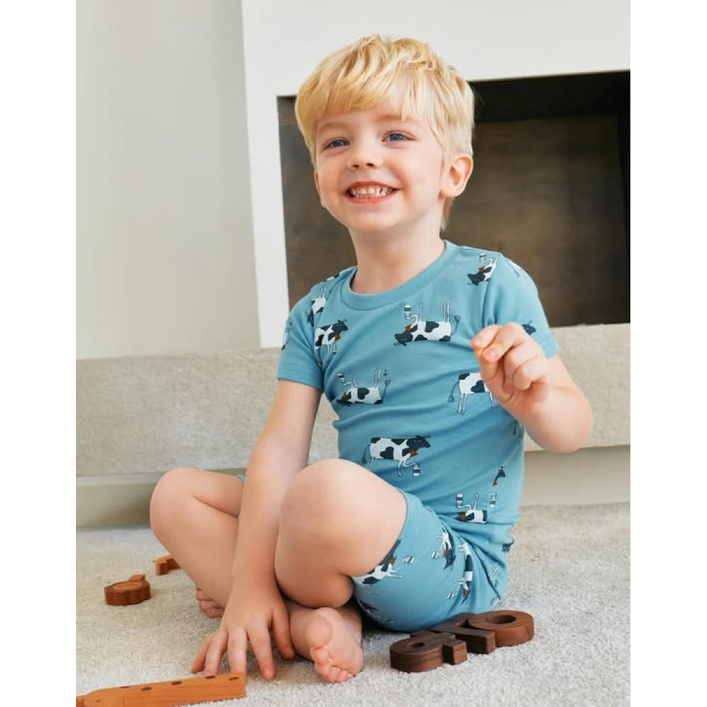 Bộ Moimoln Mỹ chất cotton modal chất mềm mát( Hàng dư xịn) hoạ tiết chú bò sữa cưng lắm