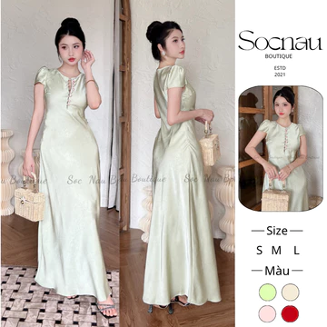 Đầm Lụa Dự Tiệc Phối Nút Ruby Thanh Lịch Tinh Tế NV794 Đầm Lụa Dự Tiệc Nhấn Eo Tôn Dáng