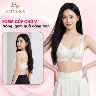 Áo Ngực Nữ Đúc Su Không Gọng Êm Ái, Áo Lót Nữ Họa Tiết Xinh Xắn Ngọt Ngào Mút Mỏng 1.5Cm AMYBRA A975