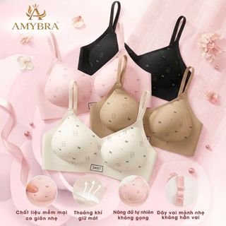 [ MẪU MỚI ] Áo Ngực Nữ Su Đúc Đệm Mỏng 1.5Cm Họa Tiết Dễ Thương, Áo Lót Nữ Không Gọng Nâng V1 AMYBRA A975