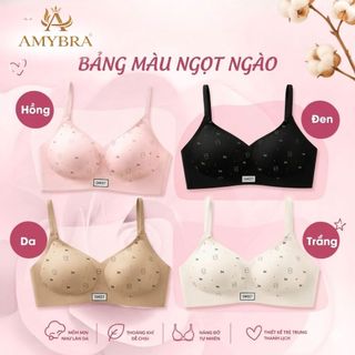 [ MẪU MỚI ] Áo Ngực Nữ Su Đúc Đệm Mỏng 1.5Cm Họa Tiết Dễ Thương, Áo Lót Nữ Không Gọng Nâng V1 AMYBRA A975