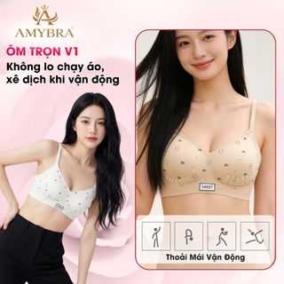 Áo Ngực Nữ Đúc Su Không Gọng Êm Ái, Áo Lót Nữ Họa Tiết Xinh Xắn Ngọt Ngào Mút Mỏng 1.5Cm AMYBRA A975