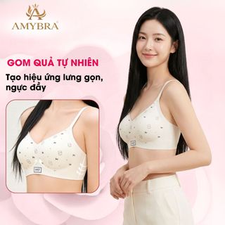 Áo Ngực Nữ Đúc Su Không Gọng Êm Ái, Áo Lót Nữ Họa Tiết Xinh Xắn Ngọt Ngào Mút Mỏng 1.5Cm AMYBRA A975