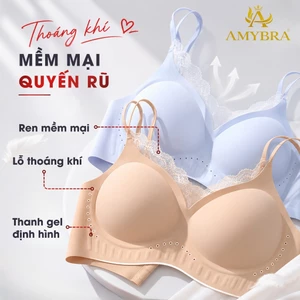 Áo Ngực Nữ Đúc Su Phối Ren Gợi Cảm, Áo Lót Nữ Đệm Liền 1cm Không Gọng A2606