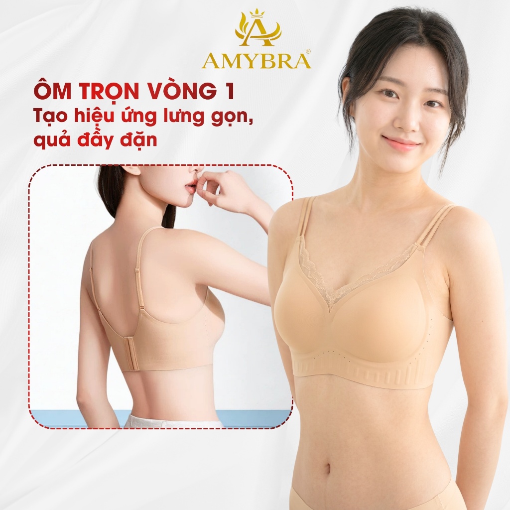 [ DEAL MỞ BÁN - AMYBRA ] Áo Ngực Nữ Đúc Su Phối Ren Gợi Cảm, Áo Lót Nữ Đệm Liền 1cm Không Gọng A2606