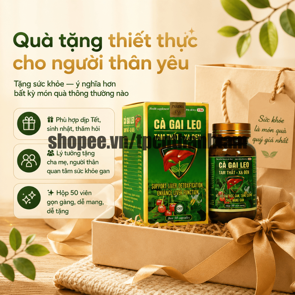Viên uống CÀ GAI LEO TAM THẤT XẠ ĐEN 50V thanh nhiệt, thải độc, mát gan, tăng cường chức năng
