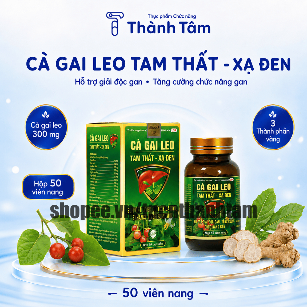 Viên uống CÀ GAI LEO TAM THẤT XẠ ĐEN 50V thanh nhiệt, thải độc, mát gan, tăng cường chức năng