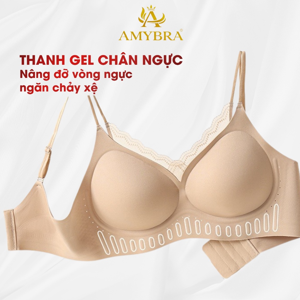 [ DEAL MỞ BÁN - AMYBRA ] Áo Ngực Nữ Đúc Su Phối Ren Gợi Cảm, Áo Lót Nữ Đệm Liền 1cm Không Gọng A2606