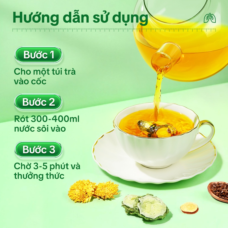Tong Ren Tang Trà Thảo Mộc Phổi – Hỗ Trợ Làm Dịu Cổ Họng, Giảm Đờm, Thanh Phế, Dễ Thở