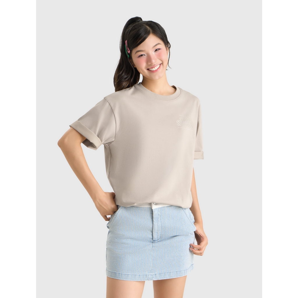 Áo phông unisex người lớn CANIFA áo thun cộc tay form rộng chất cotton pha mềm mại bền 5TS26S008