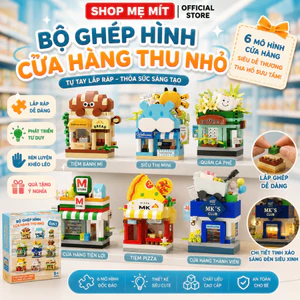 Bộ Ghép Hình Mini Cửa Hàng Thu Nhỏ, Mô Hình Tiệm Mini Để Bàn Nhiều Mẫu Nhựa ABS