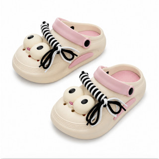 Sandal đi mưa mùa hè, đế dày, thoáng khí và thoải mái, trang trí mắt to dễ thương với dây thắt nút
