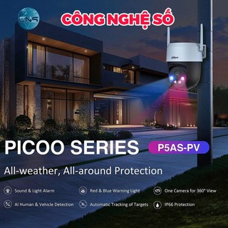 Dahua Wifi Ngoài Trời P5AS-PV 5MP Mã Mới | Hàng Rào Ảo, Khu Vực Cấm | Xoay 360 | Đàm Thoại 2 Chiều