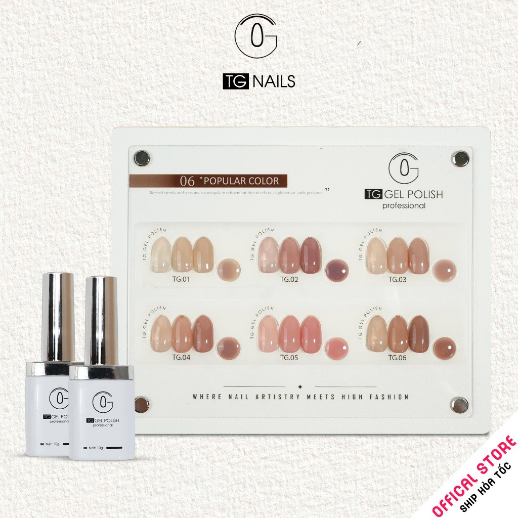 Set sơn gel 6 màu thạch đục tone Nâu thương hiệu TG
