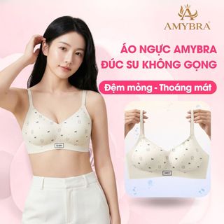 Áo Ngực Nữ Đúc Su Không Gọng Êm Ái, Áo Lót Nữ Họa Tiết Xinh Xắn Ngọt Ngào Mút Mỏng 1.5Cm AMYBRA A975