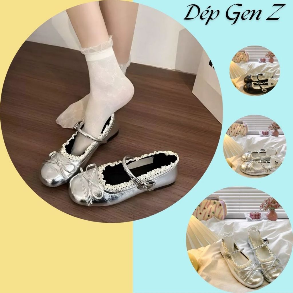 Giày Lolita, Giày Búp Bê Lolita Phối Ren Ngon Yêu Luôn N63 || Dép Gen Z