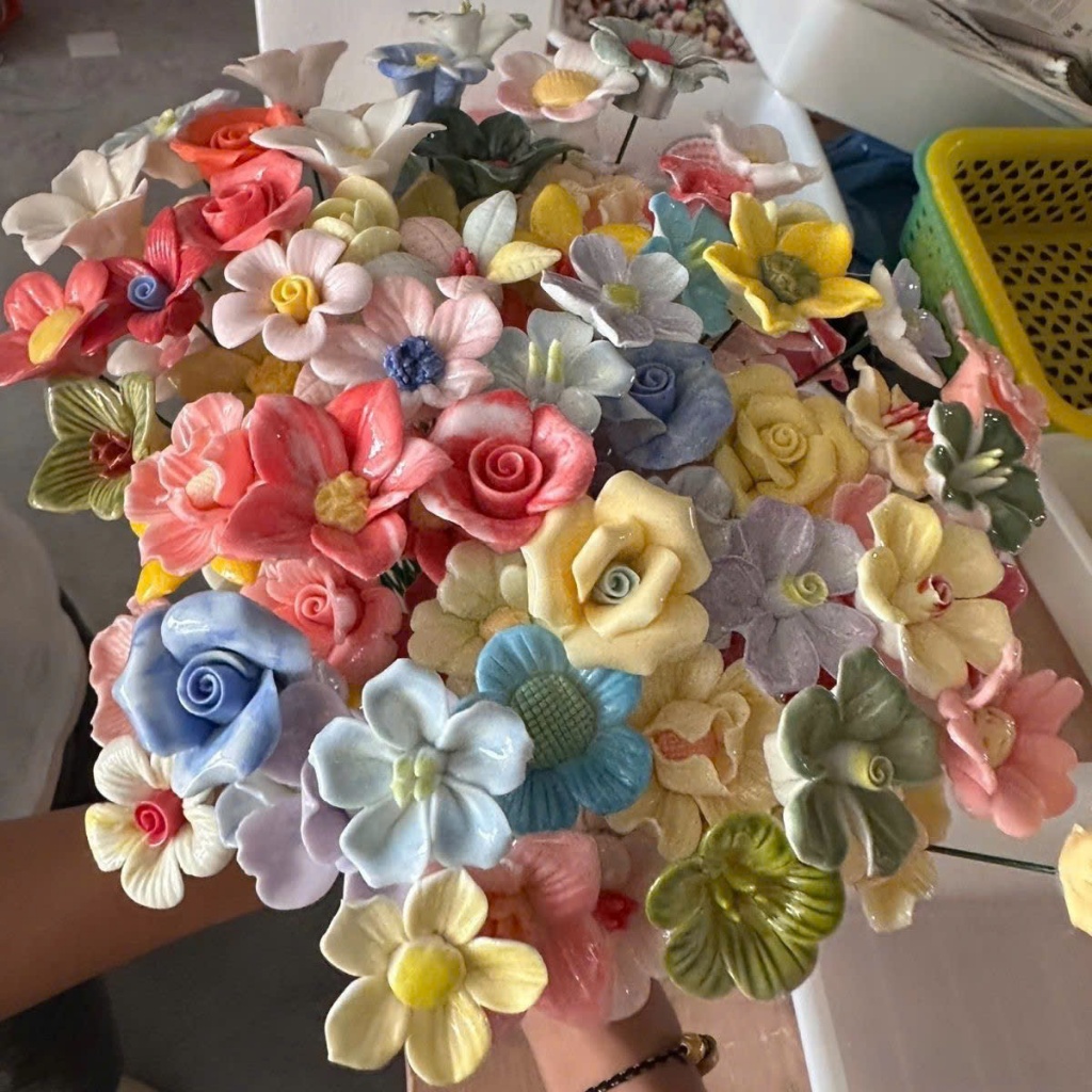 Hoa Gốm Sứ Cảnh Đức Trấn Handmade – Hoa Vĩnh Cửu Trang Trí Bàn Làm Việc, Quà Tặng Tinh Tế Cho Nữ