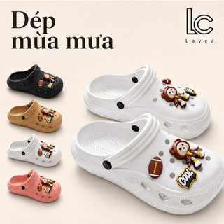 Sandal đi mưa mùa hè, đế dày, thoáng khí và thoải mái, trang trí gấu nhỏ dễ thương