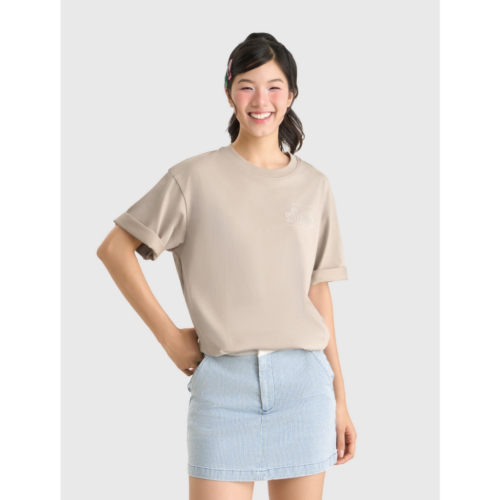 Áo phông unisex người lớn CANIFA áo thun cộc tay form rộng chất cotton pha mềm mại bền 5TS26S008