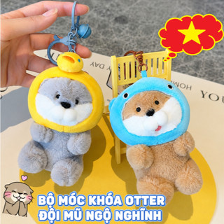 Móc Khóa Rái Cá Đội Mũ Bông Mềm Siêu Dễ Thương Treo Balô Túi Xách Chìa Khóa