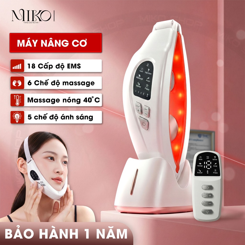 Máy Massage Nâng Cơ V-Line MIKO 6 Chế Độ, 18 Cường độ,Công Nghệ Ánh Sáng Sinh Học, Bảo hành 12 tháng