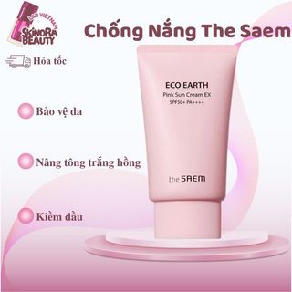 Kem Chống Nắng Nâng Tone The Saem Eco Earth Pink Sun Cream EX KCN The Saem Nâng Tông Căng Bóng - Skinora Beauty