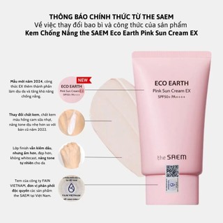 Kem Chống Nắng Nâng Tone The Saem Eco Earth Pink Sun Cream EX KCN The Saem Nâng Tông Căng Bóng - Skinora Beauty