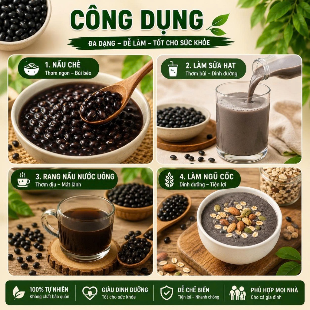 [Sỉ] Đậu Đen Xanh Lòng Dùng Gia Đình / Quán – Hạt Đẹp Ít Lép – Nấu Chè, Rang Nước Uống